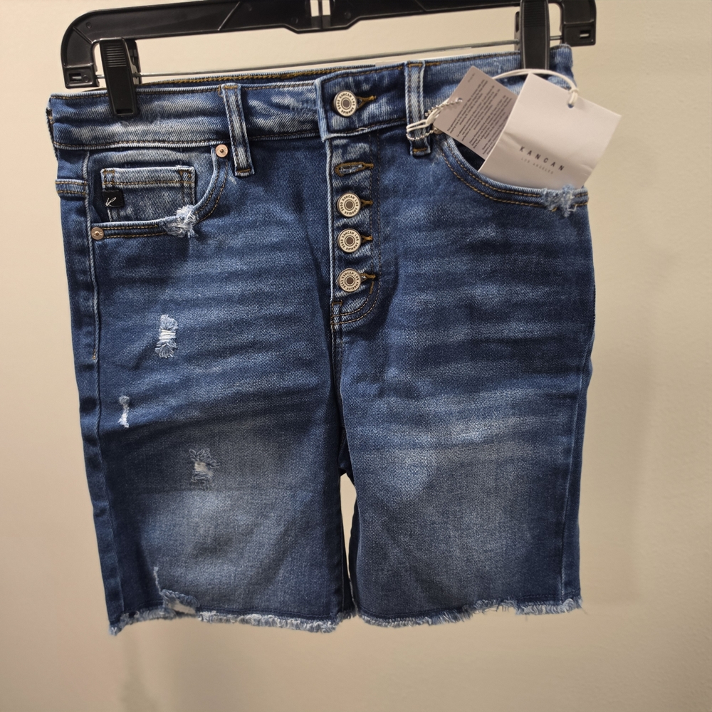 KanCan Dark Blue Lycra Denim Bermuda Shorts
